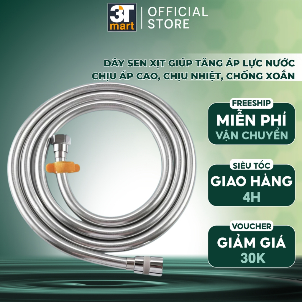 Dây sen xịt giúp TĂNG ÁP LỰC NƯỚC, CHỐNG XOẮN DÂY, chịu áp cao C'mon DS-03 (xám)