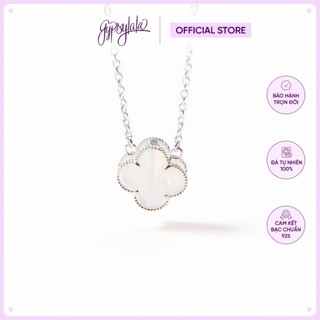  Dây Chuyền Cỏ 4 Lá Ánh Trăng Bọc Bạc GYPSYLALA - Charm Moonstone May Mắn - Xoa diệu tiêu cực - Giúp ngủ ngon 
