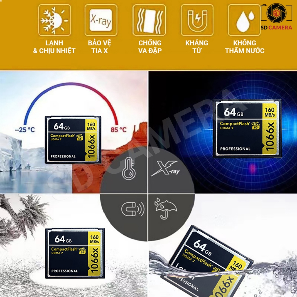 Thẻ CF Pro cho Máy ảnh, Máy quay Thẻ nhớ CompactFlash tốc độ cao Bản Gold mới | BigBuy360 - bigbuy360.vn