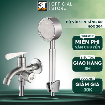 Bộ vòi sen siêu tăng áp inox SUS304 C'MON TS-01_304 + củ sen lạnh CSL-01