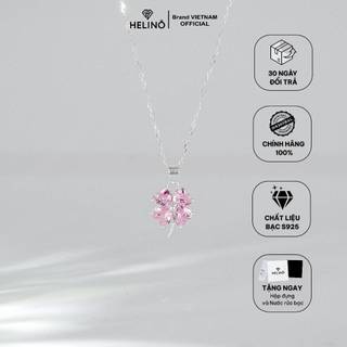  Dây chuyền bạc nữ HELINO Cỏ bốn lá đính Đá Hồng Pink Clover Trang sức lấp lánh C60 