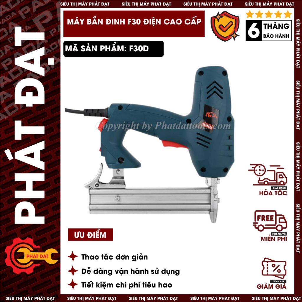 Súng bắn đinh gỗ F30 dùng điện-Máy bắn đinh F30-Tặng kèm 1 hộp 5000 đinh F30-Bảo hành 6 tháng