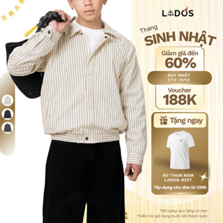  Áo khoác Dù nam streetwear cao cấp LADOS-2129 họa tiết kẻ sọc cổ bẻ có lót dù và túi trong form chuẩn đẹp 