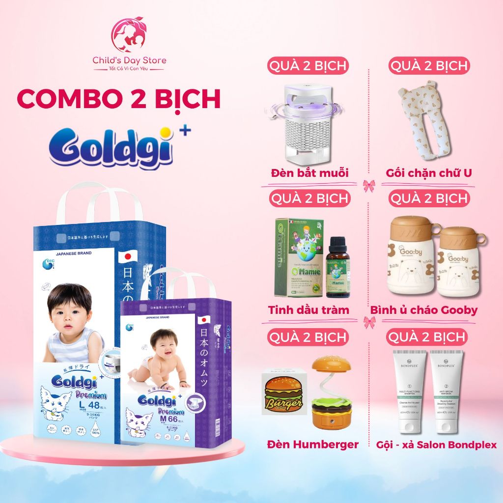[ COMBO 2 CHỌN QUÀ ] Bỉm Goldgi + Premium, Tã Goldgi + Premium Cao Cấp Chính Hãng Thấm Hút Vượt Trội