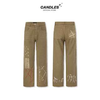  Quần Canvas Candles Flag Double Knee Straight Unisex 