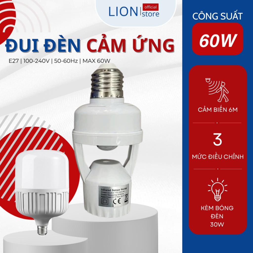 [Kèm Bóng Đèn] Đui Đèn Chuyển Động Thông Minh Có Cảm Biến Trời Sáng Tối Đuôi E27 Thông Dụng X810