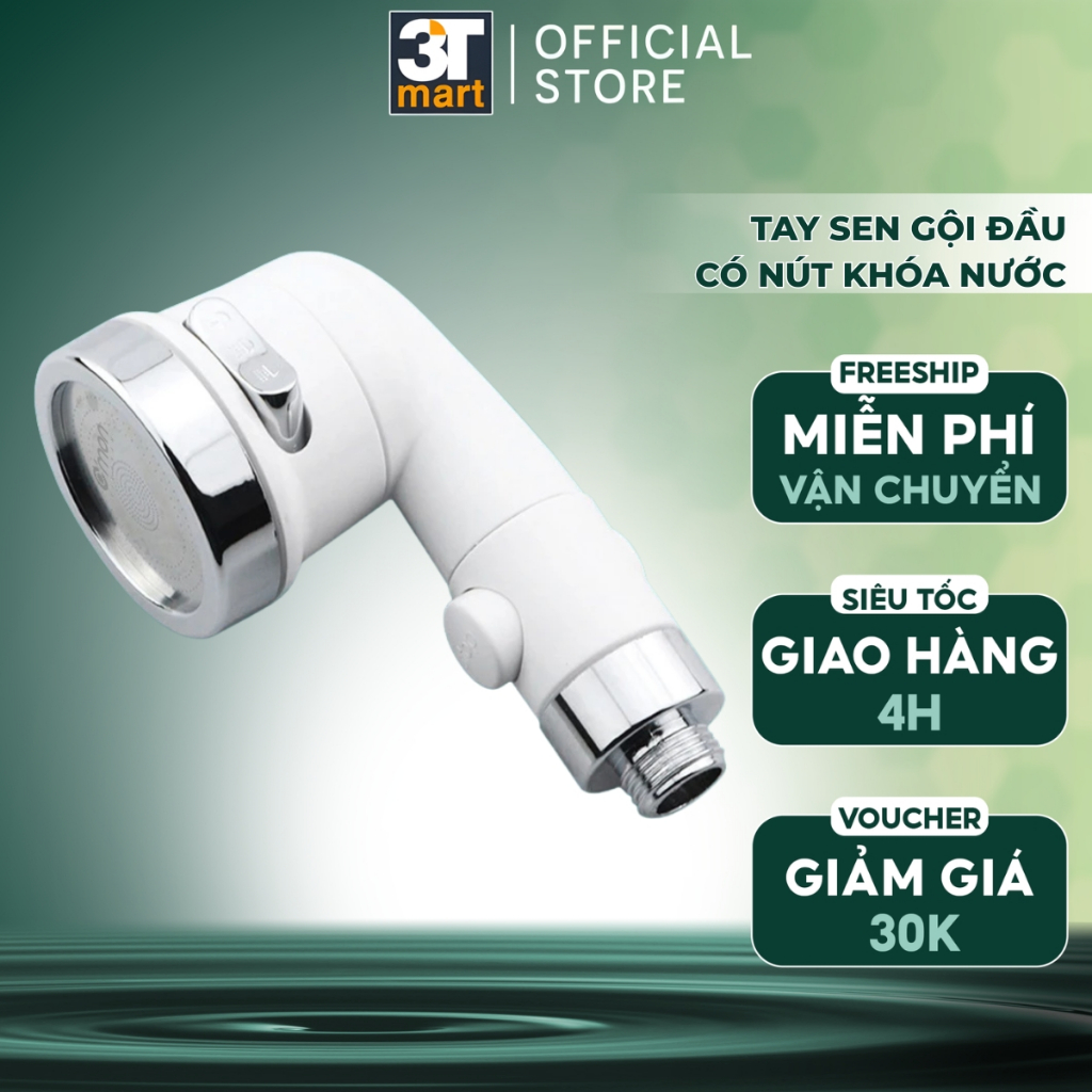 Tay sen tăng áp 3T Mart vòi sen tăng áp có nút khóa 3 chế độ nước C'MON TS-07