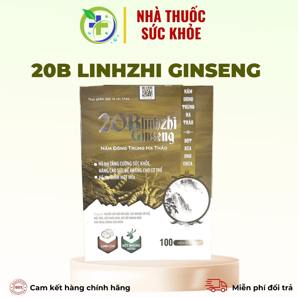 20B Linhzhi ginseng Nấm đông trùng hạ thảo - Tăng cường sức khỏe, giảm mệt mỏi (H/100 viên)