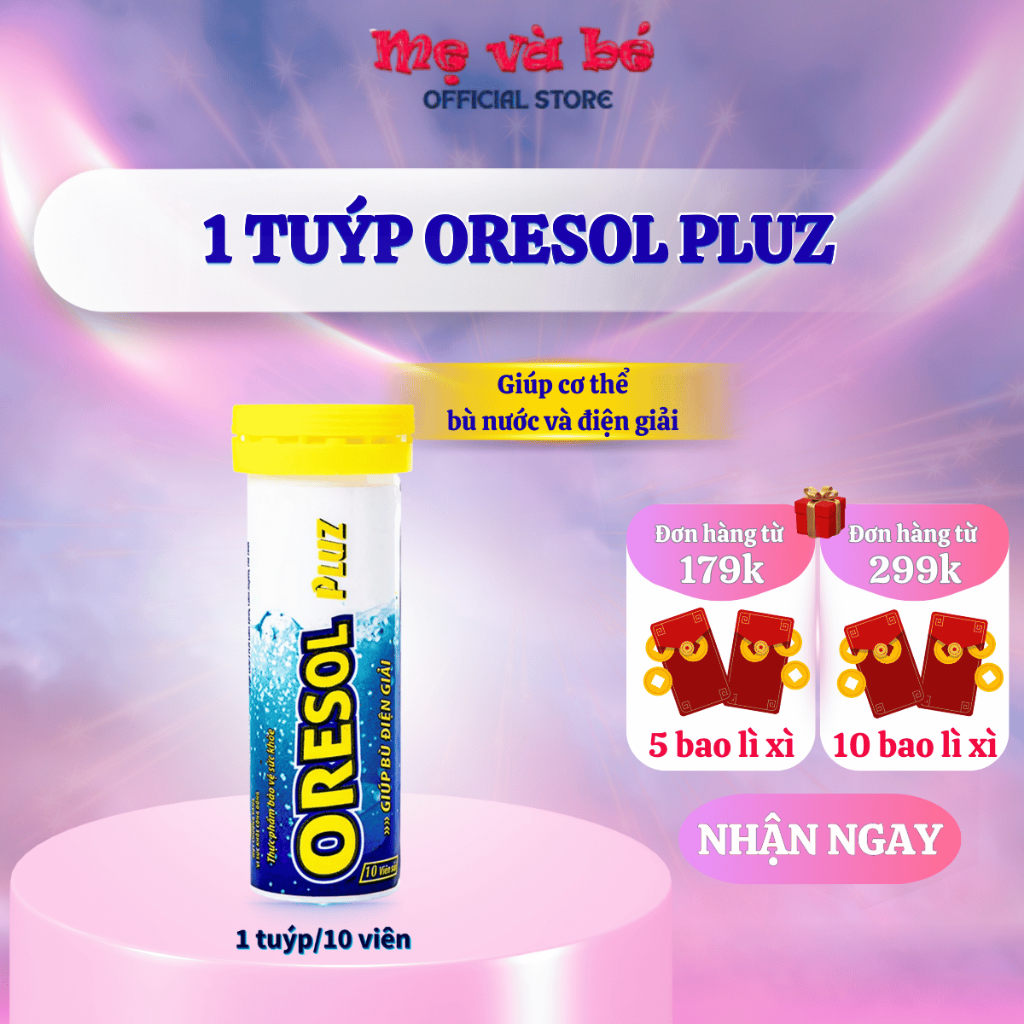 Combo 5 tuýp viên sủi Oresol Pluz giúp cơ thể bù nước và điện giải (10 viên/tuýp)