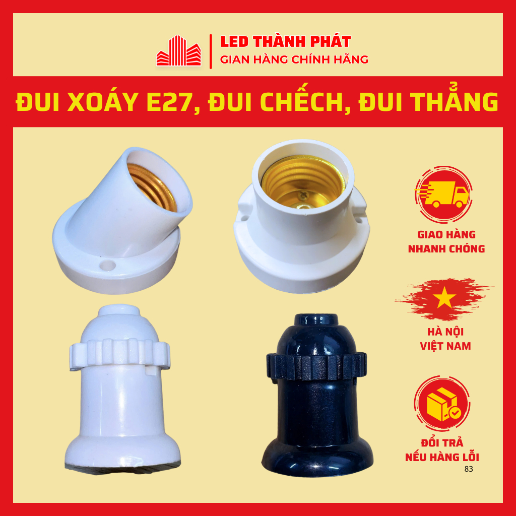 Đui đèn E27 chống nước độ bền cao tiếp xúc tốt , COMBO Đui treo gắn tường , Đui chếch , Đui thẳng