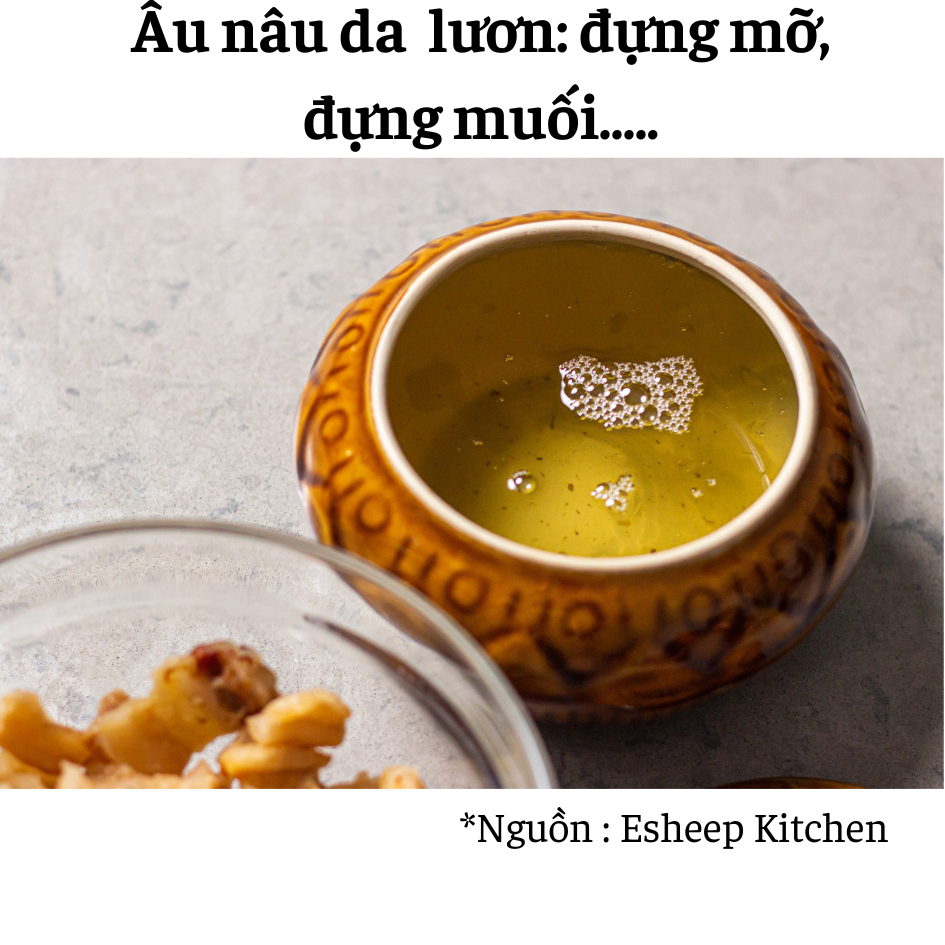 Âu đựng mỡ bằng sứ, liễn đựng mỡ, hũ đựng mỡ, âu mỡ sành, niễng đựng mỡ, hũ muối dưa cà, thố đựng mỡ