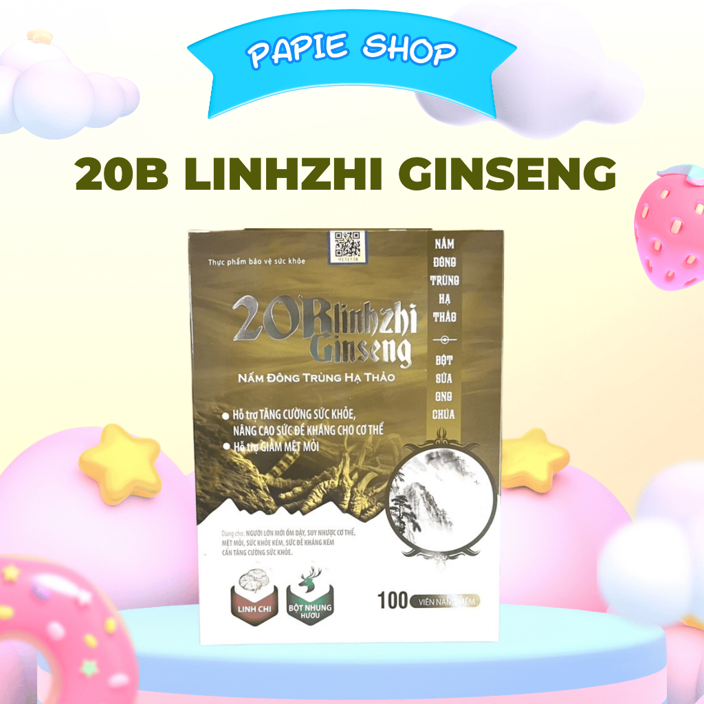 20B Linhzhi ginseng Nấm đông trùng hạ thảo - Tăng cường sức khỏe, giảm mệt mỏi (H/100 viên)