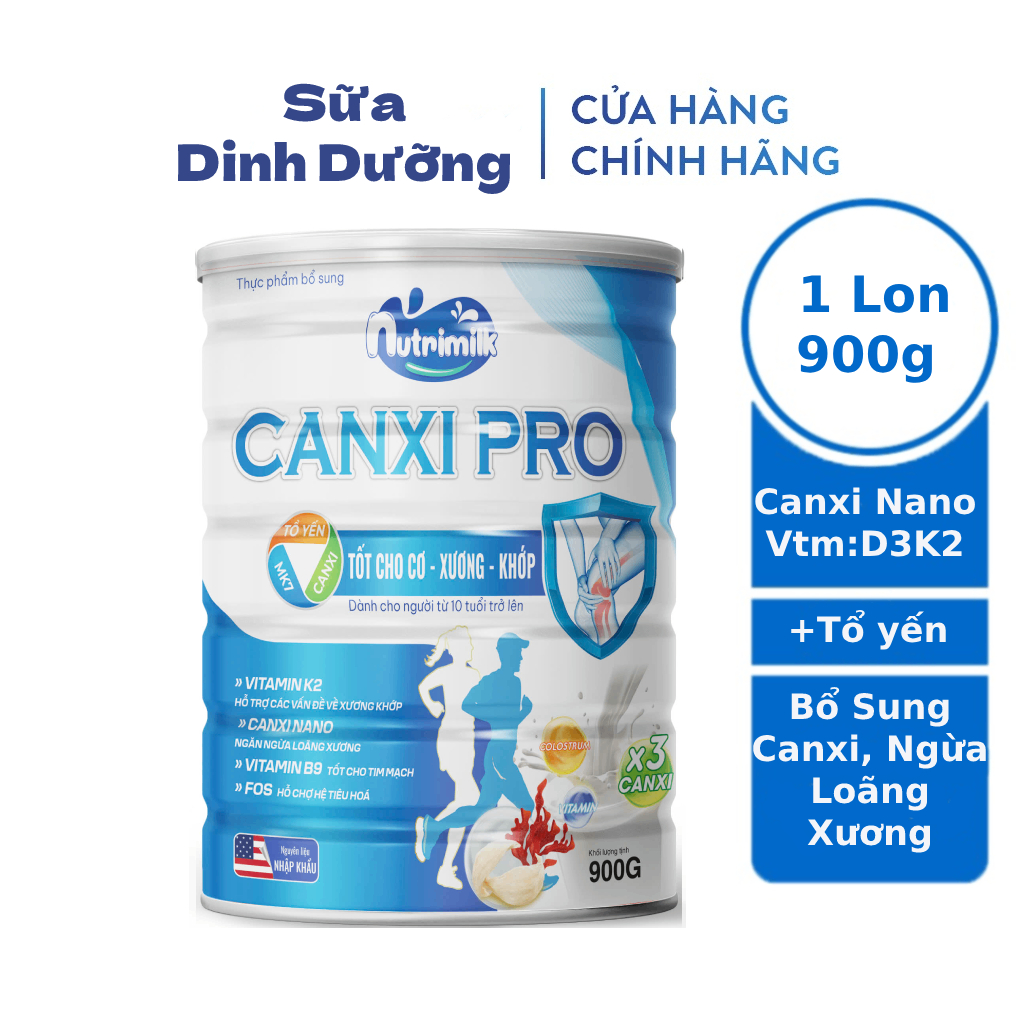 Sữa bột CANXI PRO 900g bổ sung canxi cho người già giúp ngăn ngừa loãng xương, Sữa xương khớp