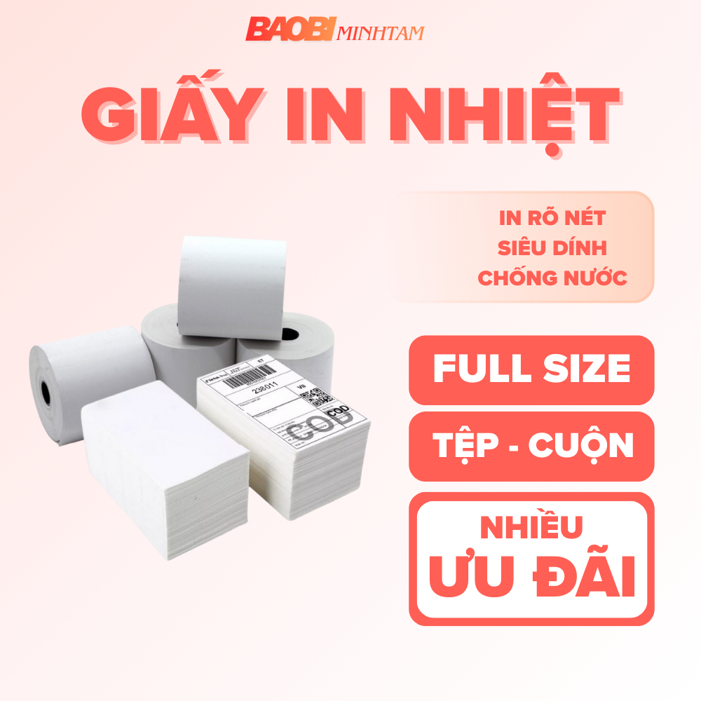 Giấy in nhiệt A6 A7, giấy in đơn hàng, giấy in bill chuyển phát nhanh - baobiminhtam