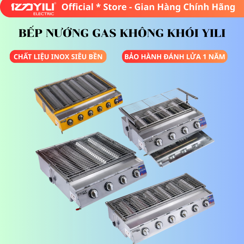 Bếp nướng hàu gas hồng ngoại 4 họng ngắn X4T. Bếp nướng bánh tráng, nướng hải sản bằng ga công nghiệ