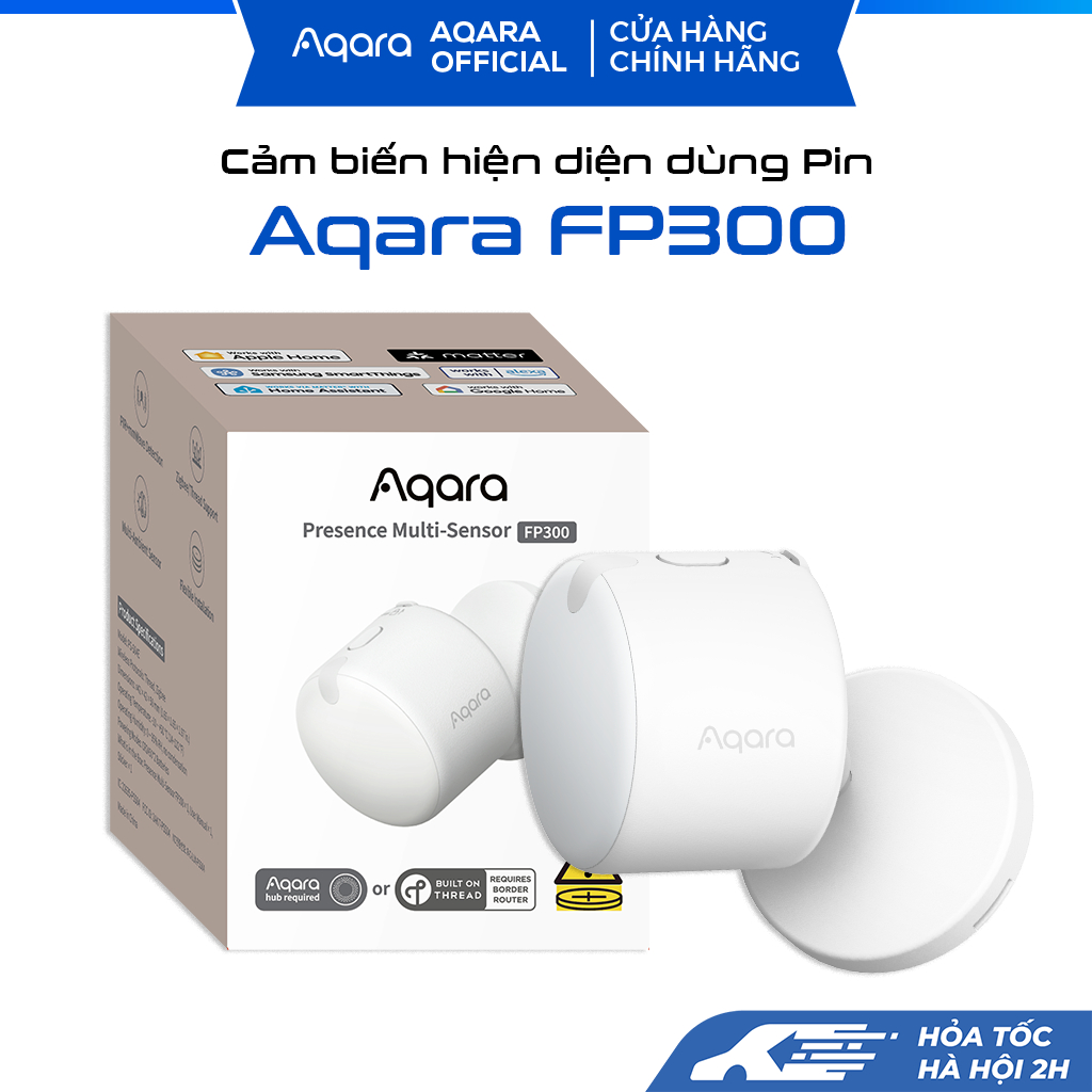 Cảm biến hiện diện Aqara FP300 bản quốc tế dùng pin, Zigbee 3.0, Thread, bảo hành chính hãng 18 thán