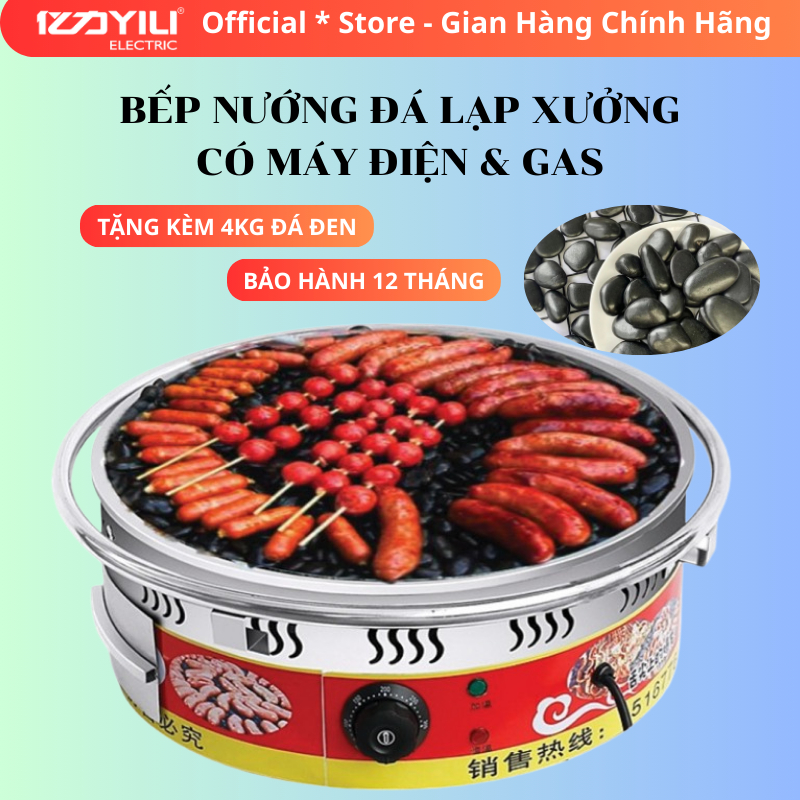 Máy nướng đá lạp xưởng xúc xích hà khẩu size 43cm dùng điện. Tặng kèm đá nướng núi lửa phật sơn. Bảo Hành 12T