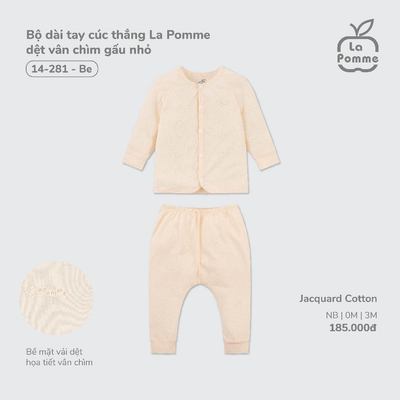 Bộ quần áo dài tay sơ sinh La Pomme cho bé từ 3kg- 8kg Bộ dài chất liệu Petit Soyeu, sợi tre tự nhiên, mềm mịn, thấm hút