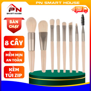 Bộ Cọ Trang Điểm Cá Nhân 8 Cọ Tặng Kèm Túi Zip Vintage