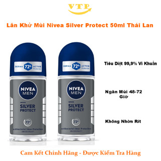  Combo 2 Chai Lăn Khử Mùi Cơ Thể Nivea Silver Protecd 50ml Thái Lan 