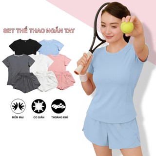  Set Đồ Thể Thao Nữ Tập Gym Màu Trơn Pickle Ball Yoga Nữ poly lạnh 4 chiều hàng loại I cao cấp đủ size M -3XL 40-80kg  