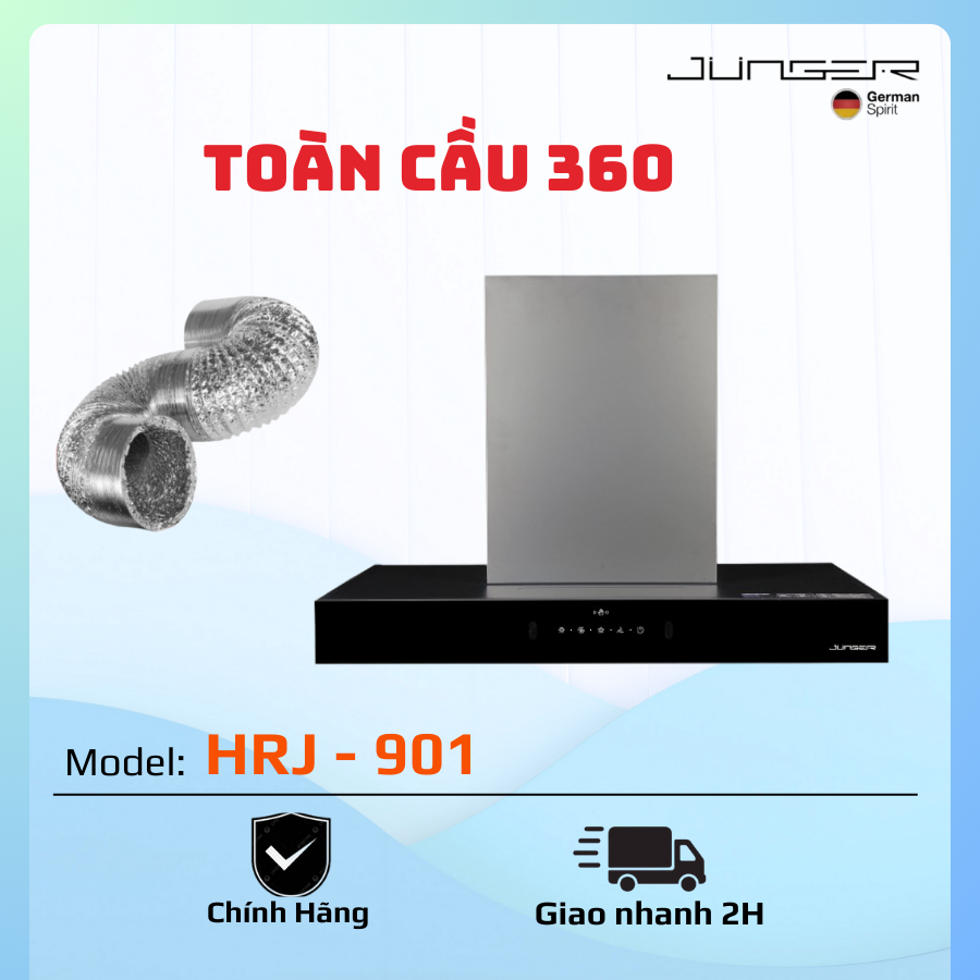 HRJ - 901/ HÚT MÙI CHỮ T JUNGER/ Bộ lưới lọc và nắp chắn dầu mỡ làm bằng kim loại và được phủ hợp ch