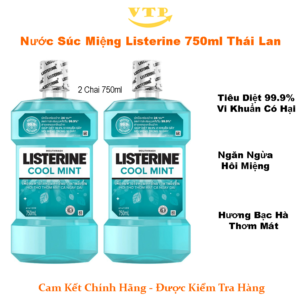 Combo 2 Chai Nước Súc Miệng Listerine Thái Lan 750ml+750ml
