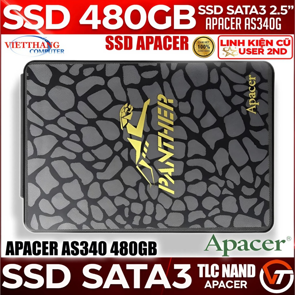 Ổ cứng SSD Apacer AS340 480GB 2.5" SATA 3 Sức khoẻ Good 100% SSD Cũ đã qua sử dụng  ( Cũ - 2nd )