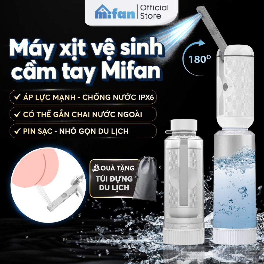 Máy Xịt Rửa Vệ Sinh Cá Nhân Cầm Tay Du Lịch Mifan Portable Bidet – Gắn Chai Nước Ngoài, Áp Lực Mạnh,