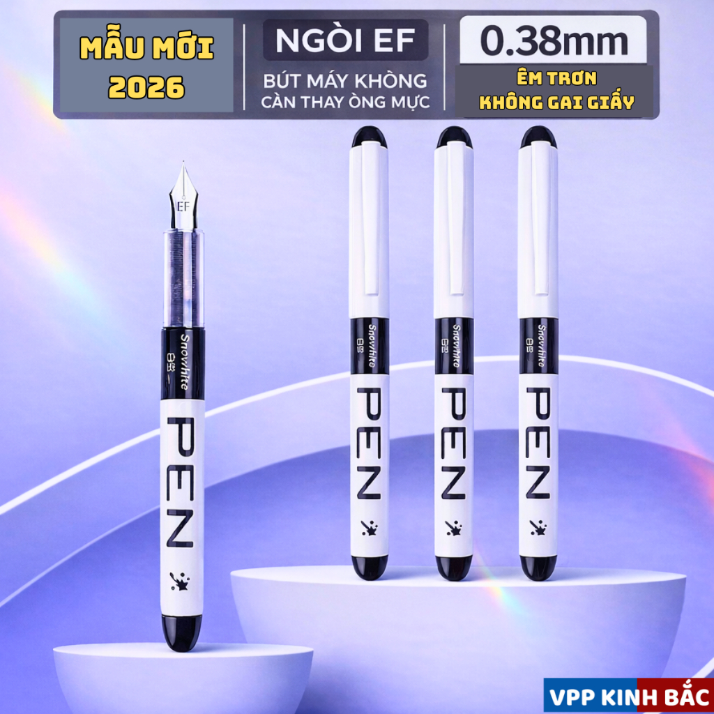 Bút Máy Mực Gell #F34-1 cấp mực trực tiếp không cần bơm mực, Sạch sẽ Ngòi EF 0.38mm, cho HS Tiểu Học