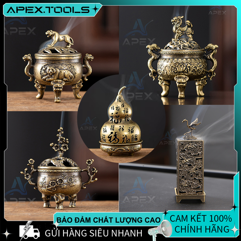 Trầm Hương Lư Xông Mini，Chất Liệu Hợp Kim Tạo Khói Vân Mây Aromatherapy，Hộp Lư Trầm Vân Mây Chất Liệu Hợp Kim Cho Nhà