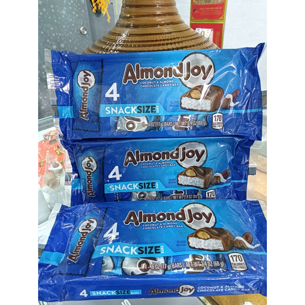 [Combo 3 thanh] Almond Joy Coconut & Almond Kẹo chocoolate sữa dừa nhân hạt hạnh nhân. (3thanh x 68g