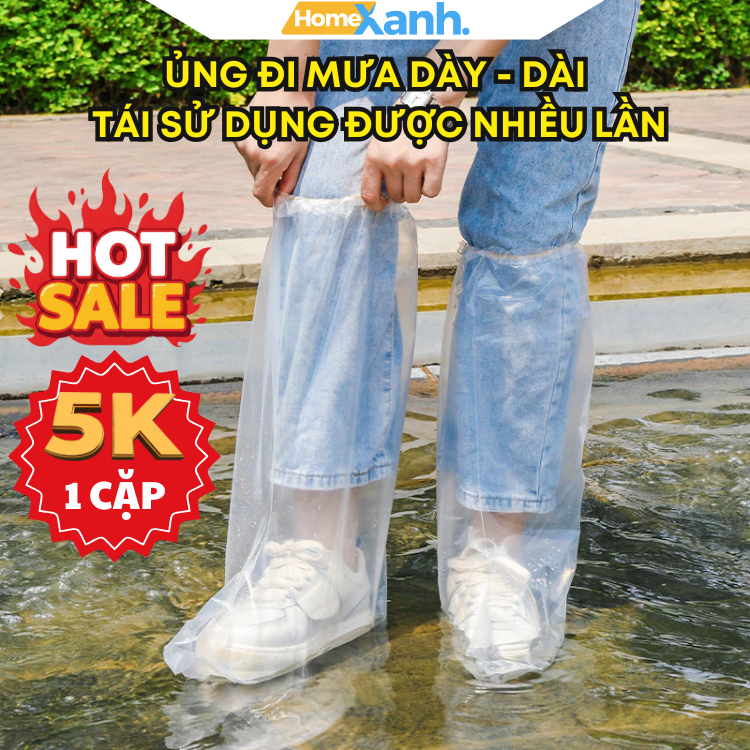 (Xả kho) Combo 5 cặp Ủng đi mưa, bốt bọc giày chống thấm, chất liệu PE siêu dày, cổ cao cho nam nữ