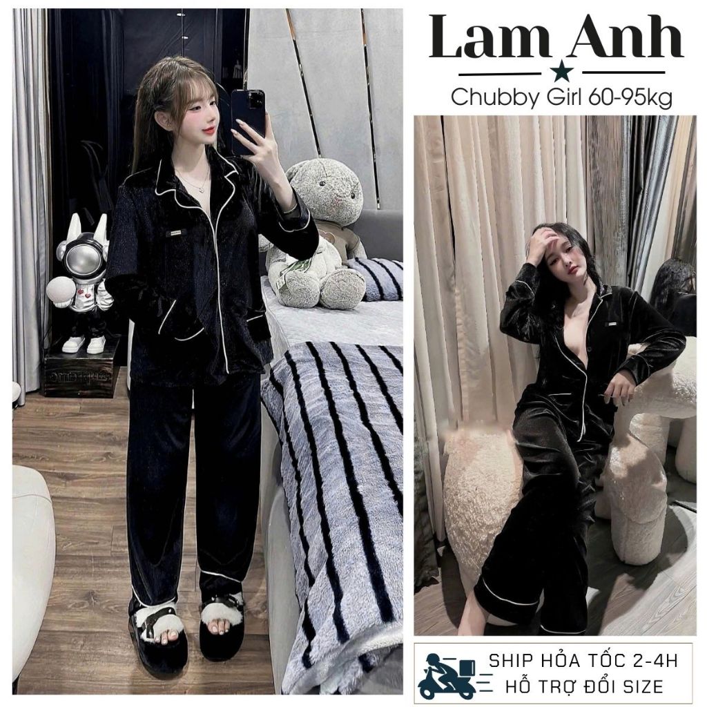 Bộ ngủ nhung BIGSIZE nữ 60-95kg,vải nhung Hechun xịn đét,mềm mịn,thiết kế bắt mắt,lên dáng slay siêu