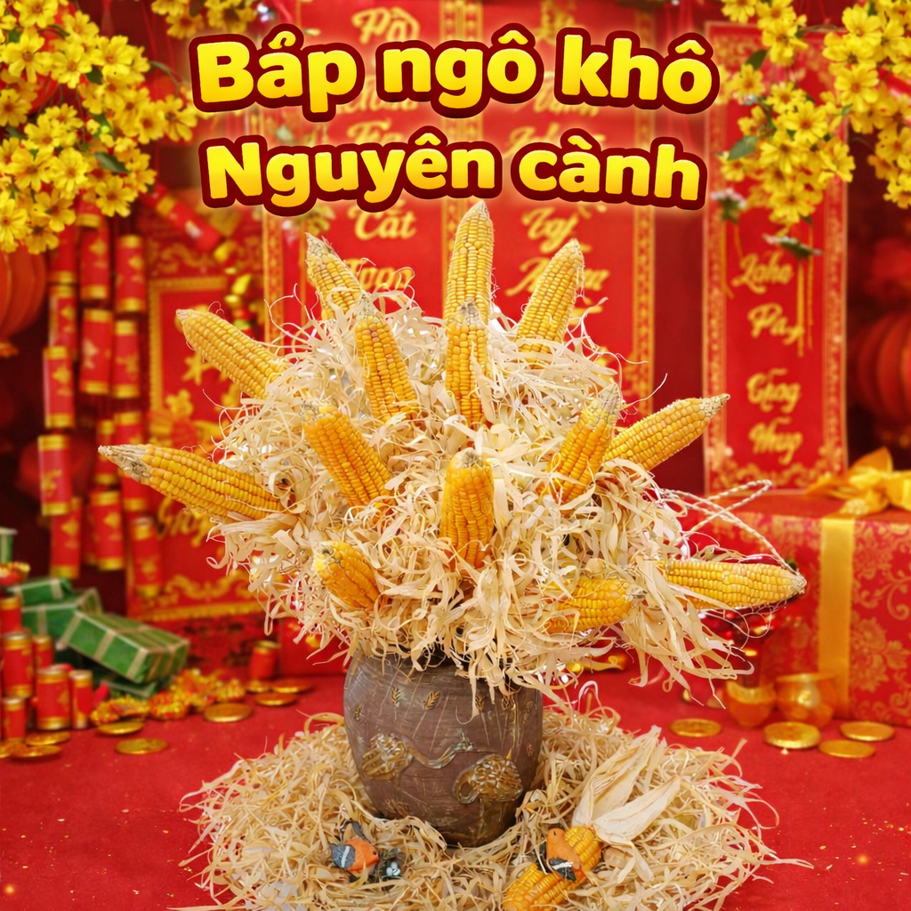 Combo 5-20 cây ngô bắp cắm bình trang trí nguyên cây decor trang trí tết, noel, quán cafe ,nhà cửa