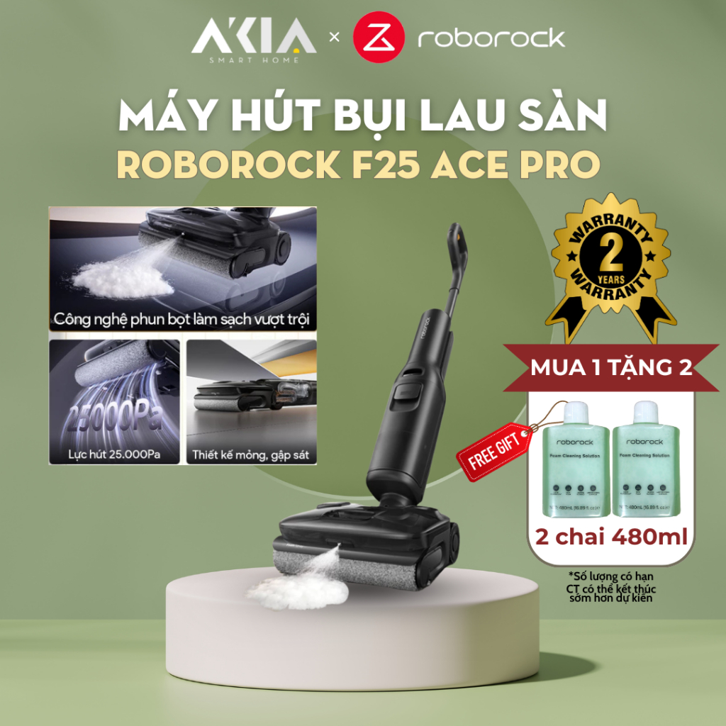 Máy hút bụi lau sàn Roborock F25 / F25 ACE / F25 Ultra - Lực hút 20000Pa - Bảo hành 2 năm