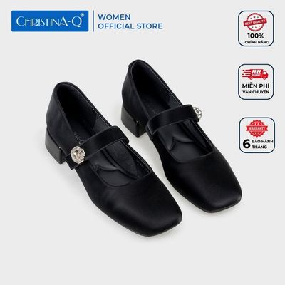 Giày Nữ Cao Gót Bít Mũi Vuông CHRISTINA-Q GBV166H ( form lớn 1.5- chân thường,chân gầy lùi 1 size)