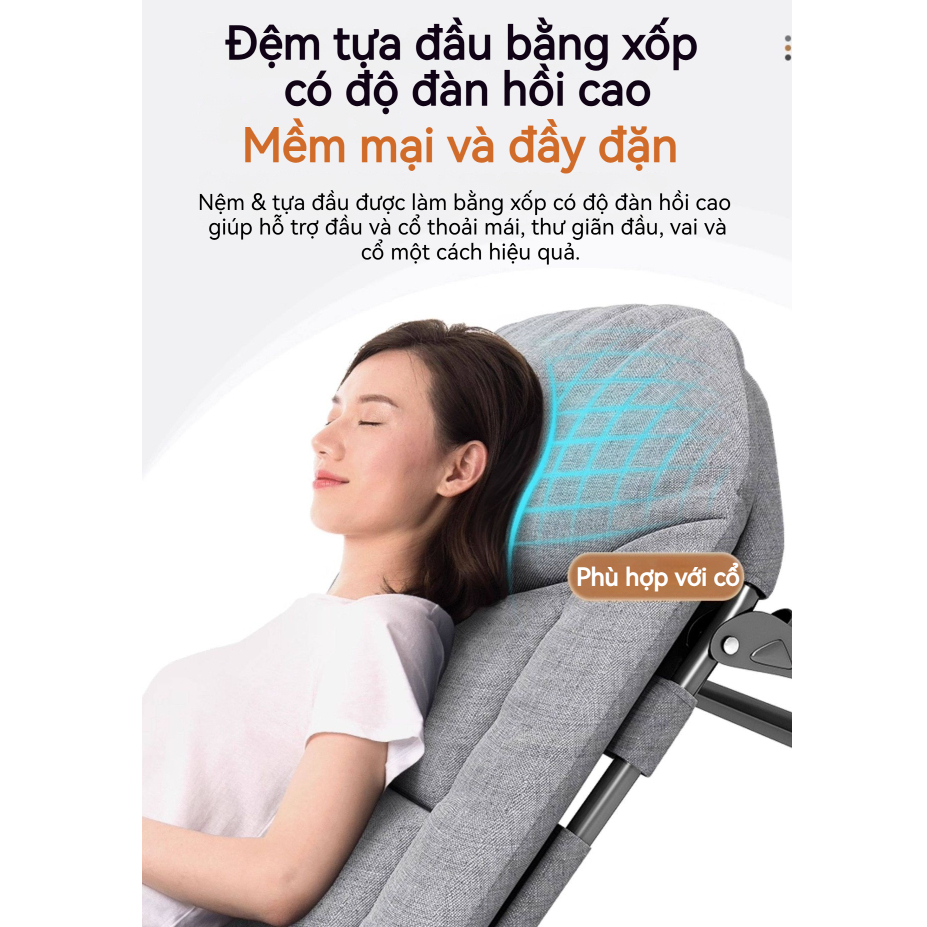 REX Giường gấp gọn Không cần cài đặt trưa Khung thép tĩnh điện chịu lực ghế ngủ văn phòng 200kg | BigBuy360 - bigbuy360.vn