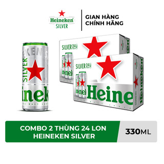  ĐỘ CỒN 4% - HỎA TỐC HCM - Combo 2 Thùng 24 lon bia Heineken Silver 330ml lon 