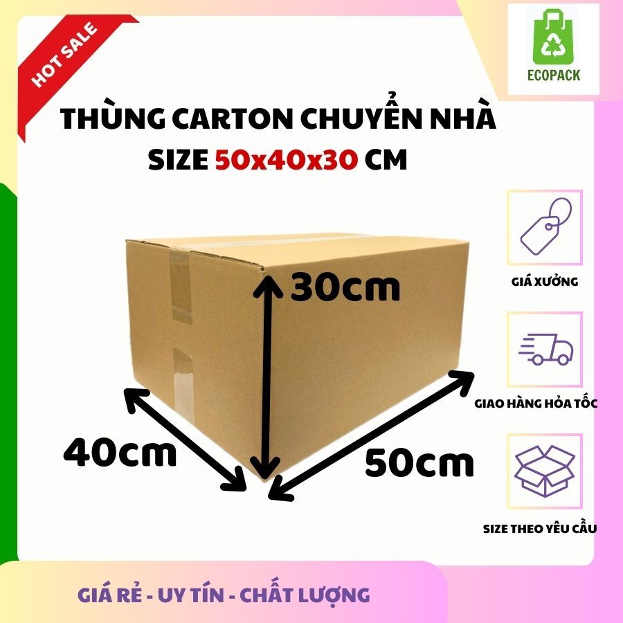 50x40x30 Thùng carton chuyển nhà thùng giấy đóng hàng size to giá rẻ - ECOPACK