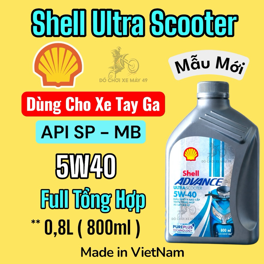 Dầu Nhớt xe TAY GA 100% tổng hợp Shell Advance Ultra Scooter 0.8 lít ( 800ml ) chính hãng