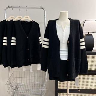  Áo áo len nữ áo khoác cardigan  tay dài bigsize form rộng phối sọc hàng Quảng Châu đẹp M228 H-9 