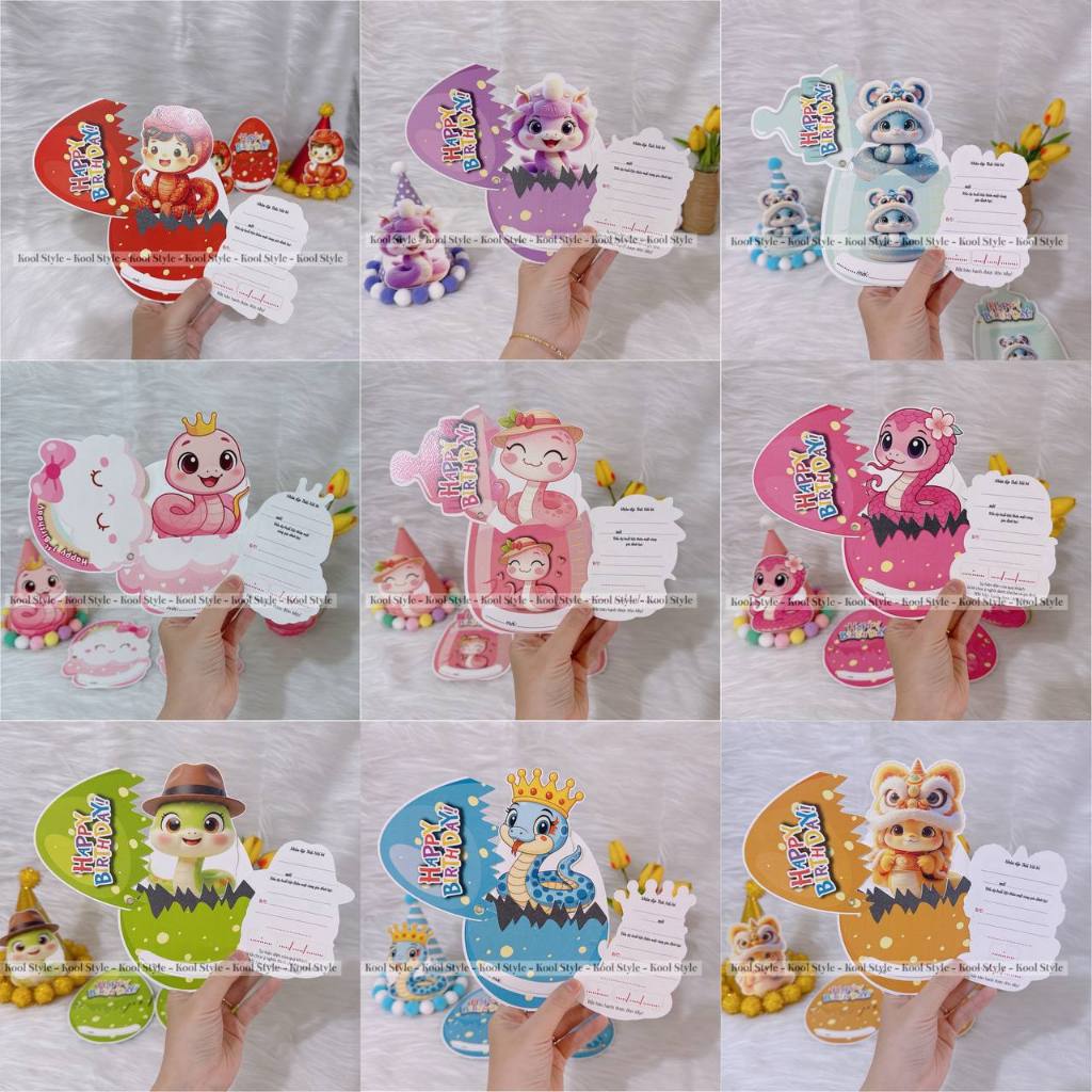 Combo 50 Thiệp Thôi Nôi Bé Trai Và Bé Gái Tuổi Rắn - THIỆP VIẾT TAY