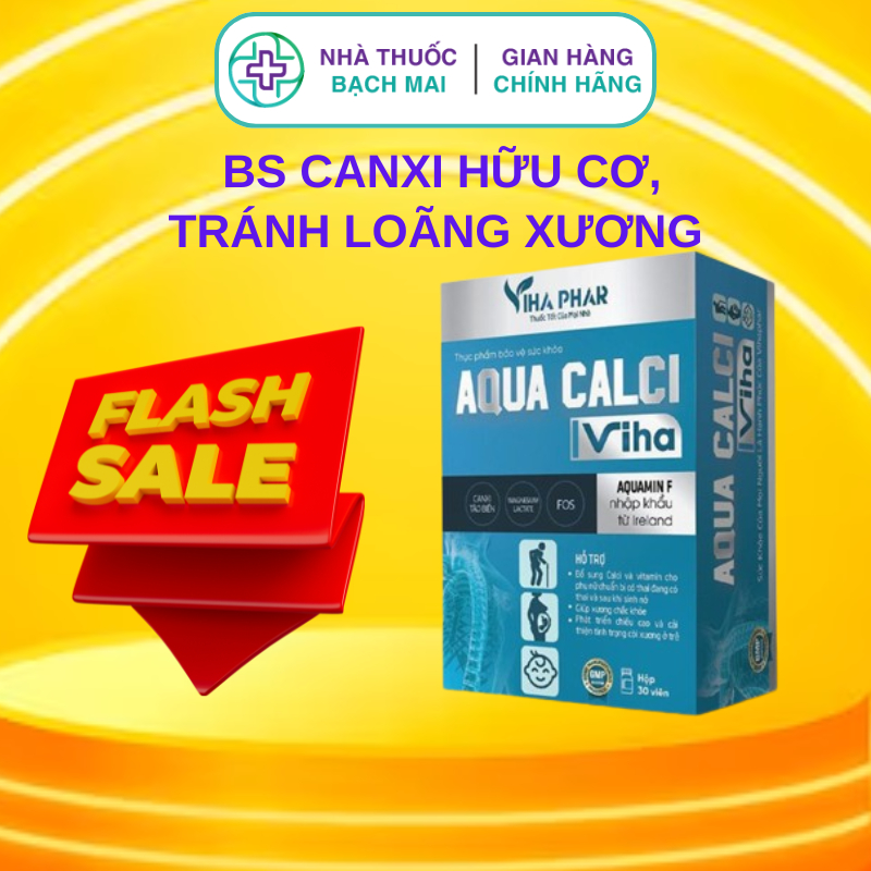 Combo 2 hộp - Canxi Aqua calci plus chiết xuất từ tảo biển đỏ - Hộp 30 viên