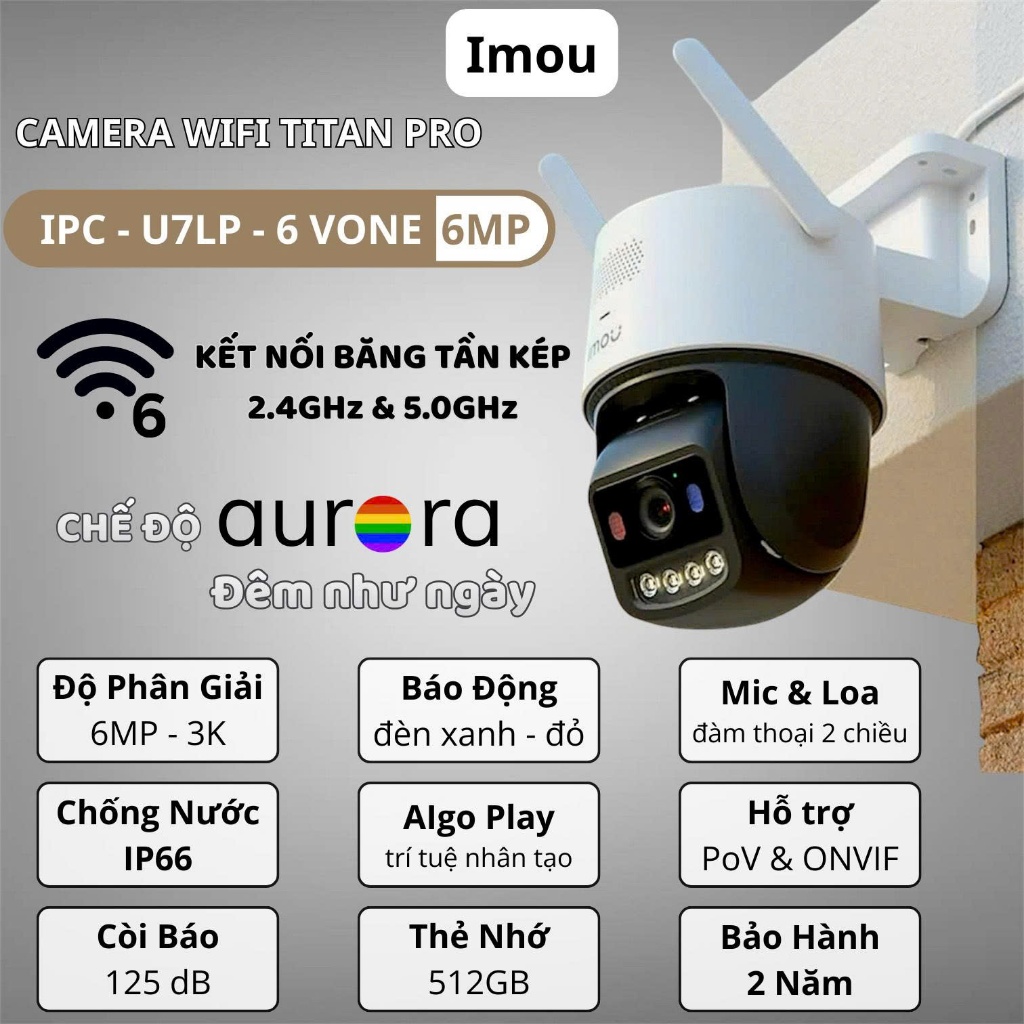 Camera WiFi IMOU Titan Pro U7LP 6MP – AI Nhận Diện Người, Ngoài Trời IP67