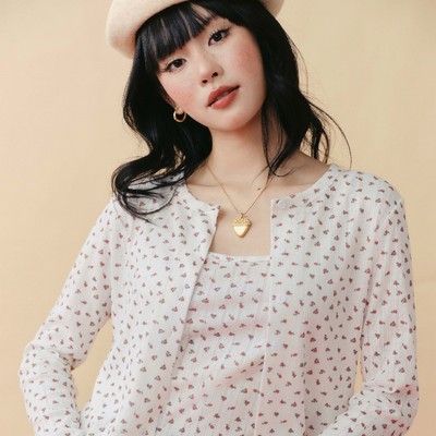 DOTTIE - Áo khoác hoa nhí - Trắng - T1161