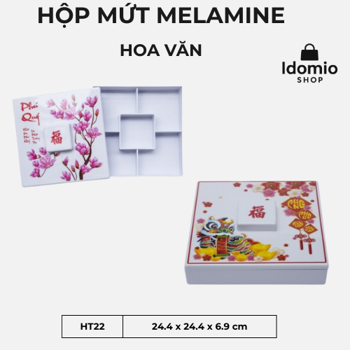 Hộp Mứt Tết Vuông Nhựa Melamine- H22