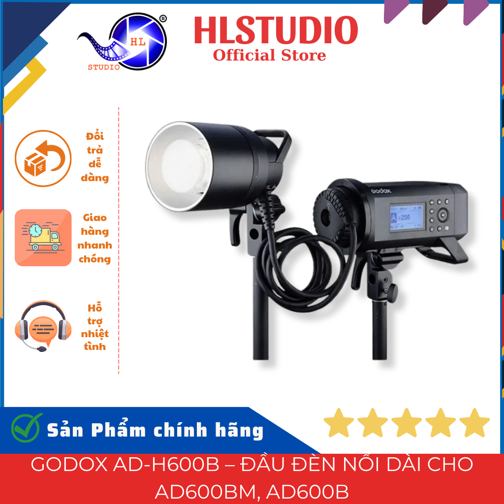 Godox AD-H600B Đầu Đèn Nối Dài Cho AD600B AD600BM Bowens 600Ws 2.4m HL Studio