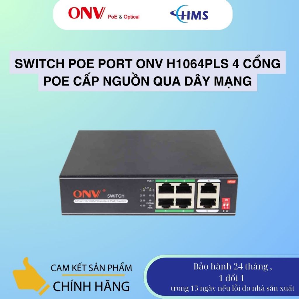 Switch Poe 4 port ONV H1064PLS 10/100M 6-port AI PoE switch