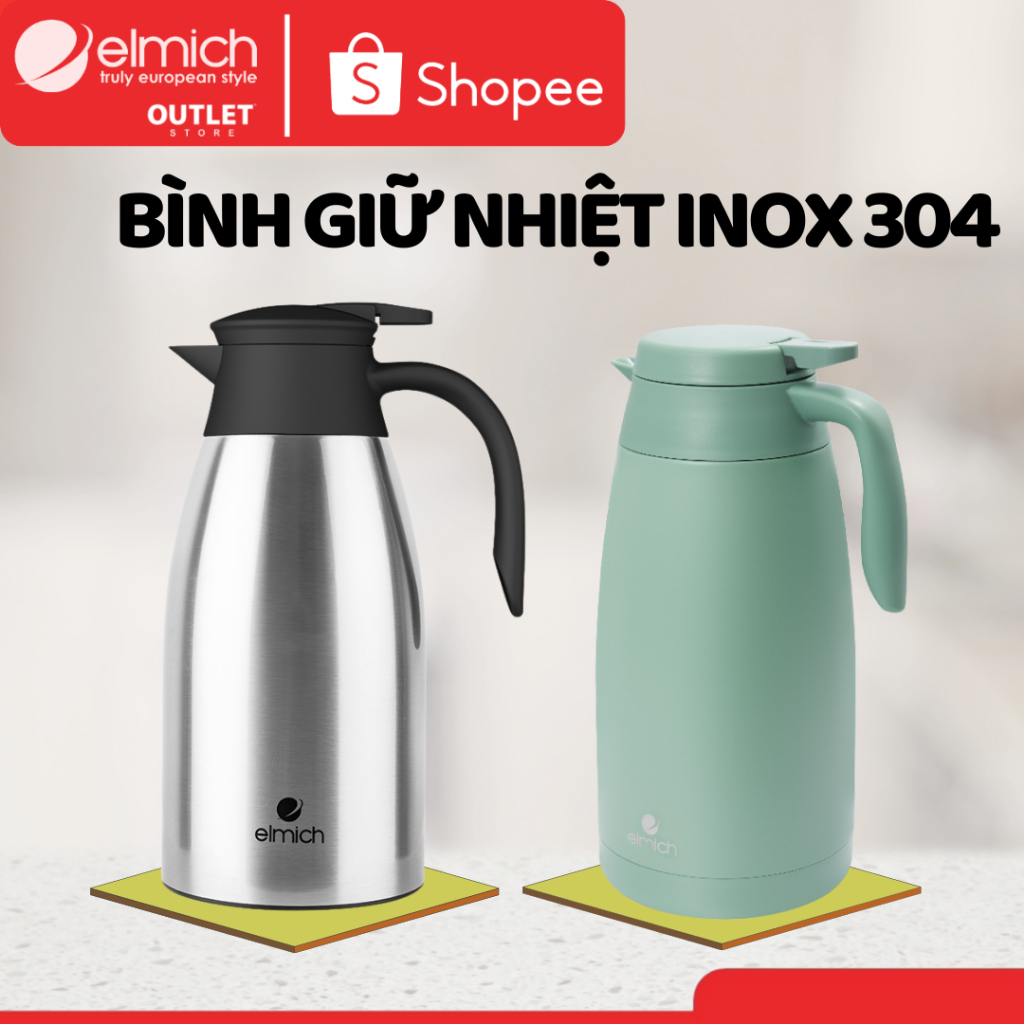 Bình Giữ Nhiệt 2 Lít Elmich EL-8338 / EL-8341 | Bình Nước Giữ Nhiệt INOX 304, Elmich Chính Hãng